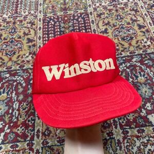 VTG 70s 80s Winston Cigarettes Racing Red Trucker Hat Snapback BROKEN BRIM USA